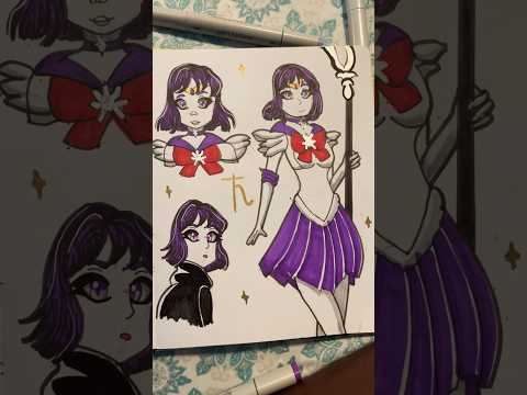 Drawing Sailor Saturn Fanart! #sailormoon #aestheticvlog #anime #animelover #fanartanime #fanart