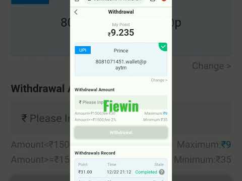 Fiewin App payment proof