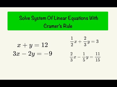 Cramer's Rule 2x2 Matrices  | Solve System Of Linear Equations