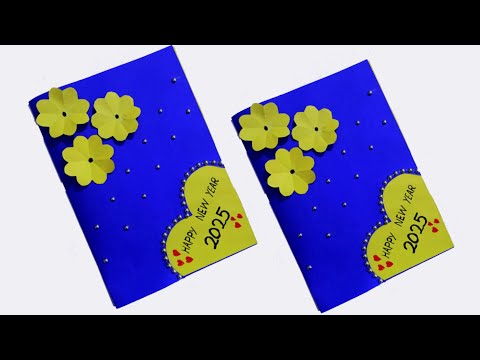 New Year greetings card making 2025, Beautiful New Year card card making idea, Easy New Year card.