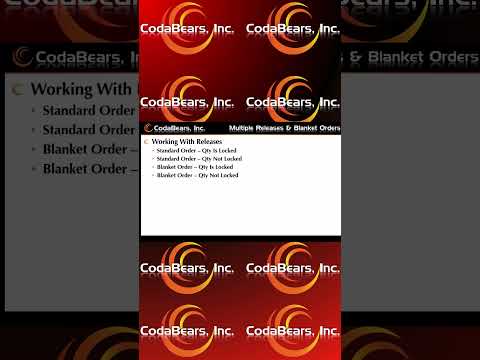 Working With Releases - Multiple Releases and Blanket Orders