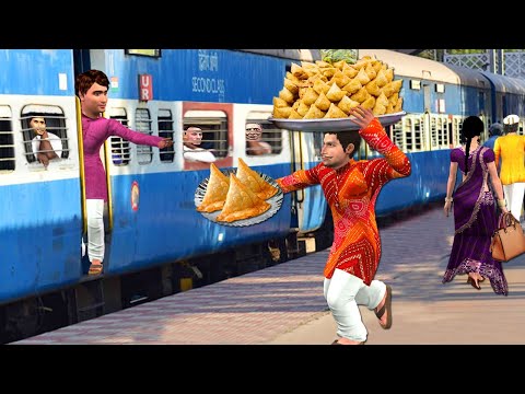 Fast Running Train Samosa Wala Street Food Aloo Samosa Street Food Hindi Kahaniya New Moral Stories