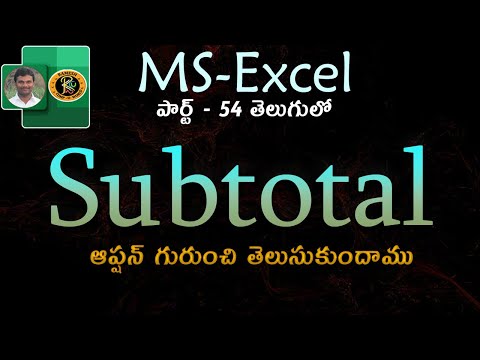 Subtotal Option in Telugu || MS EXCEL || By K. Ramesh