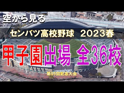 【空から見る】2023年 センバツ高校野球大会 出場36校 【Google Earth】