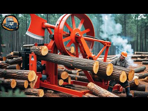 55 Fastest Automatic Firewood Processing Machine | Homemade Wood Cutting Chainsaw | Heavy Machinery