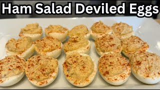 Holiday Ham Salad Deviled Eggs