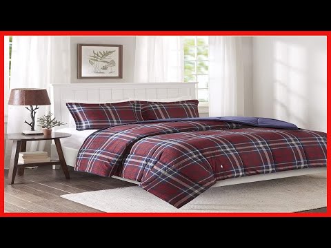 Madison Park Essentials Parkston Plaid Comforter, Matching Sham, 3M Scotchguard Stain Release Cover