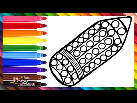 Draw and Color a POP IT Pencil ✏️🔴🟠🟡🟢🔵🟣🌈 Drawings for Kids