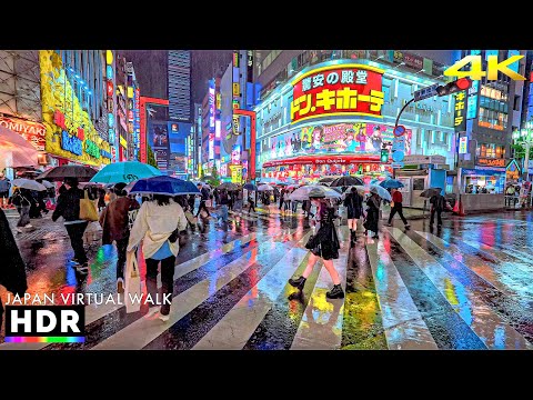 Tokyo Japan - Rainy Night Walk in Shinjuku | Autumn 2024 • 4K HDR