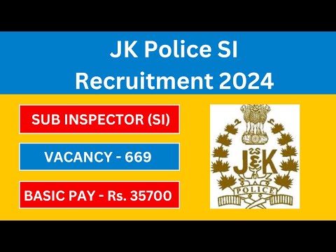 JK POLICE SUB INSPECTOR Notification 2024 | Latest Government Jobs 2024