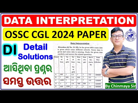 DATA INTERPRETATION/OSSC CGL 2024 DI Complete Solutions By CP Sir/ସମସ୍ତ ପ୍ରଶ୍ନ ଭଲ ଭାବରେ ବୁଝନ୍ତୁ DI