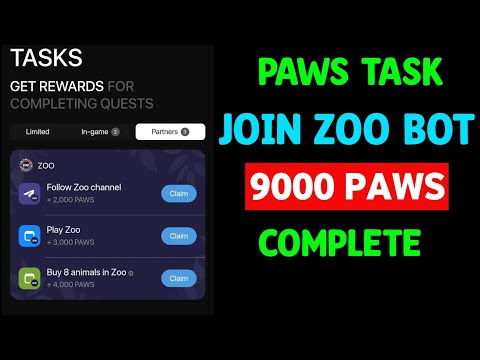 Paws New Task Today | Paws Buy 8 animals in Zoo Task | Paws 9000 Paws | Paws Listing Date and Price