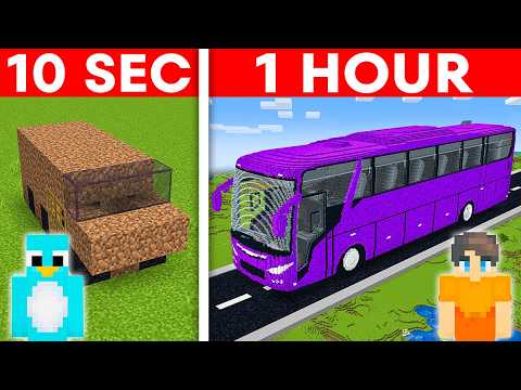 10 Second vs 1 Hour - Bus House Build Challenge in Minecraft