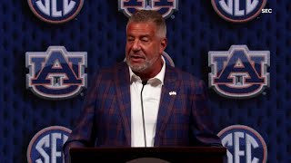 Auburn men's head basketball coach Bruce Pearl speaks at 2025 SEC Basketball Tipoff