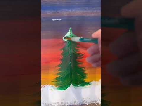 Christmas tree painting for beginners 🎨🎄#easypainting #beginner #tutorials #acrylicpainting