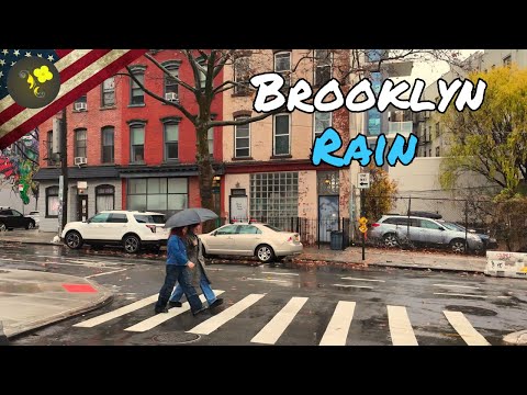 Rainy Walk in Williamsburg, Brooklyn [4K] | Relaxing Virtual Tour with Umbrella Sounds