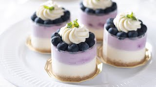 ブルーベリー・レアチーズケーキの作り方 No-Bake Blueberry Cheesecake＊Without Oven, Egg, Gelatin｜HidaMari Cooking