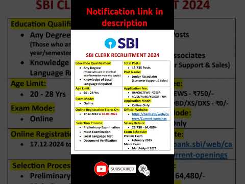 SBI Clerk Recruitment 2024: Apply Now for Your Dream Banking Job! 🏦💼 #bankingexams #sbiclerk #sbi