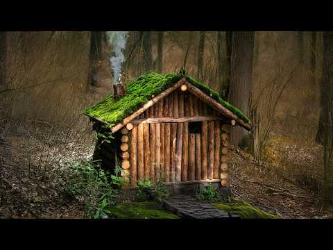 Building a Bushcraft Log Cabin for Survival | Catch & Cook | Start to Finish