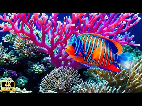 Aquarium 4k VIDEO (ULTRA HD) - Charming Fish of the Coral Reef Ecosystem - Marine Life, Sea Animals