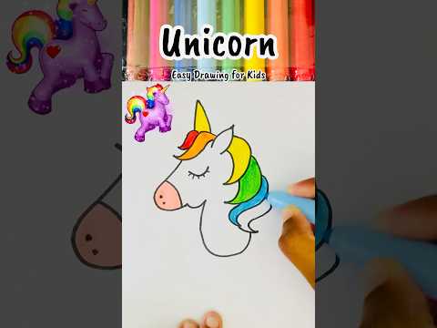 Easy Drawing For Kids! UNICORN Drawing & Painting For Kids! 🦄 Drawing ! How to Draw Rainbow Unicorn