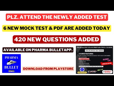 PHARMA BULLET APP. / MOCK TEST FOR PHARMACIST EXAMS / GOVERNMENT PHARMACIST EXAM PREPARATION