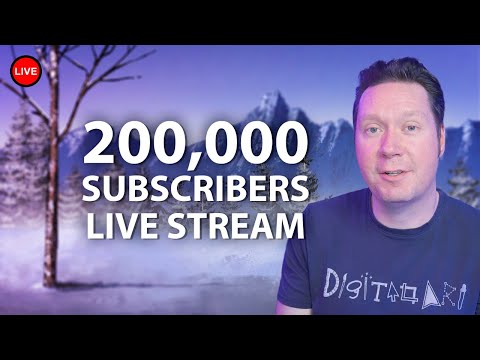 Mountain Painting Tutorial - 200,000 SUBSCRIBERS HANGOUT (Live Stream)