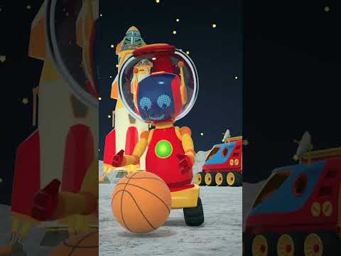 Robot & Moon Alien Play Basketball on Moon! Shorts for kids & Leo the Truck Cartoon #cartoons