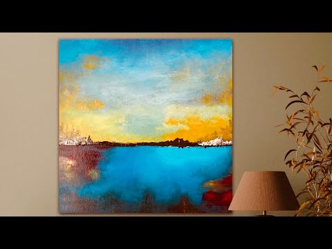 Painting with Sponge and Brush combined techniques.       Abstract Nature Painting #abstract