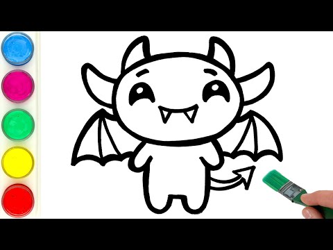 Little Demon Drawing, Painting and Coloring for Kids & Toddlers | Learn Holiday Drawings