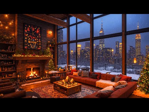 New York Christmas Coffee Shop Music 🎅 Warm Christmas Ambience with Christmas Jazz Relaxing Music 🎄