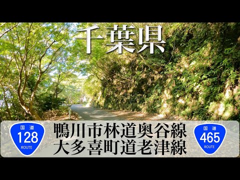 千葉県 鴨川市林道奥谷線と大多喜町道老津線で国道128号から国道465号まで [4K/車載動画]