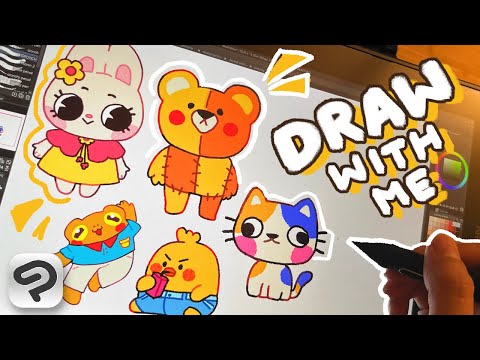 ♡ chatty draw with me | drawing stickers for small business, stationary pal haul | CLIP STUDIO PAINT