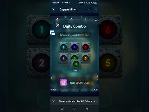 Oxygen Miner daily combo #telegrambot #26september #taptoearn #ciphercodes