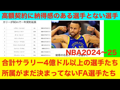 合計サラリー4億ドル以上の選手たちとまだ決まってないFA選手たち