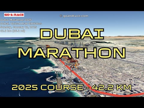 Dubai Marathon 2025: fly over the marathon course! Video of the race path.