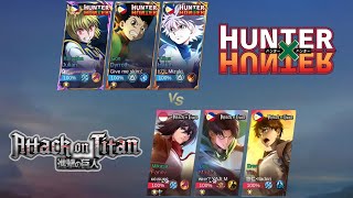 HUNTER x HUNTER vs ATTACK on TITAN! - BATTLE OF FAMOUS YOUTUBERS! (who will win?) - Mobile Legends