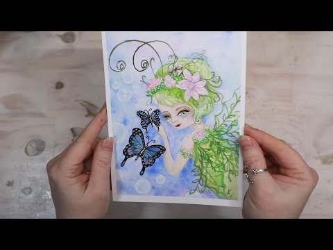 Forest fairy playing with butterflies. #watercolorpainting