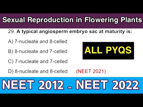 Sexual Reproduction in Flowering Plants Class 12 MCQ | Last 10 years PYQs|| NEET 2012 - NEET 2022