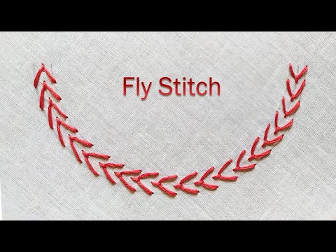 Fly Stitch | Simple Hand Embroidery | Neck Line Design | Border Line Embroidery