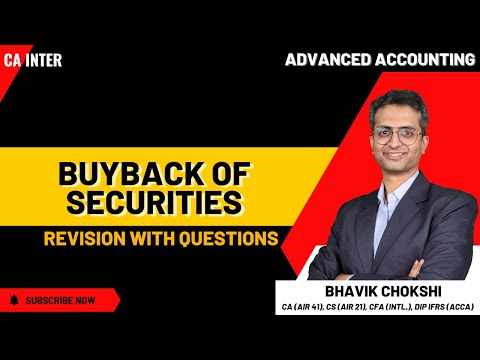 Buyback of Securities Full Revision + Questions Full English | CA Inter Advanced Accounting