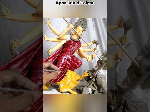 Durga Mata Colour And Decoration || Durga Mata murti colour process #Shorts