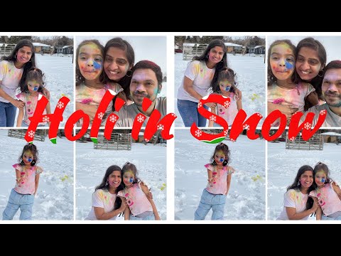 Holi Celebrations@Canada,Calgary | Holi in Snow World | Samanvita's First Time Holi | Nandanavanam|