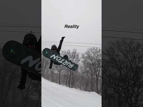 Expectation vs Reality 想像總是比現實美多，我的背好痛 💥 #日本滑雪 #snowboarding