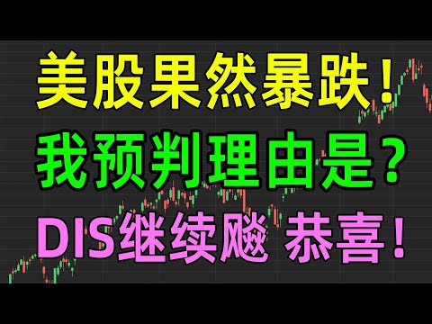 美股收评1115，大盘果然暴跌，我预判理由是？DIS继续飚，恭喜！