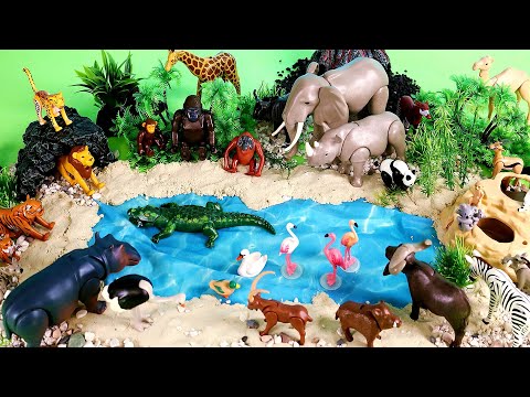 Safari Diorama Scenery Sets with Playmobil Wild Animal Figurines