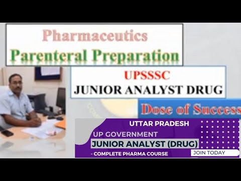 UP Junior Drug Analyst Preparation 2024 | Junior Drug Analyst Course | Parenteral preparation  Mcqs