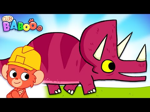 Baboo's Little Crane builds a Dinosaur from Shapes, it's an Triceratops! | Club Baboo Dinos