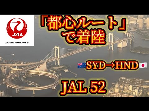 【JAL】 JAL52  シドニー→羽田　　one world特別塗装機で都心ルートからの着陸