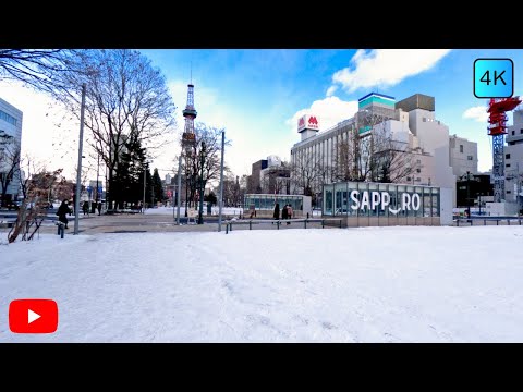 HOKKAIDO JAPAN - Unforgettable Cold Walk from Sapporo Station to Sapporo TV Tower [4K]